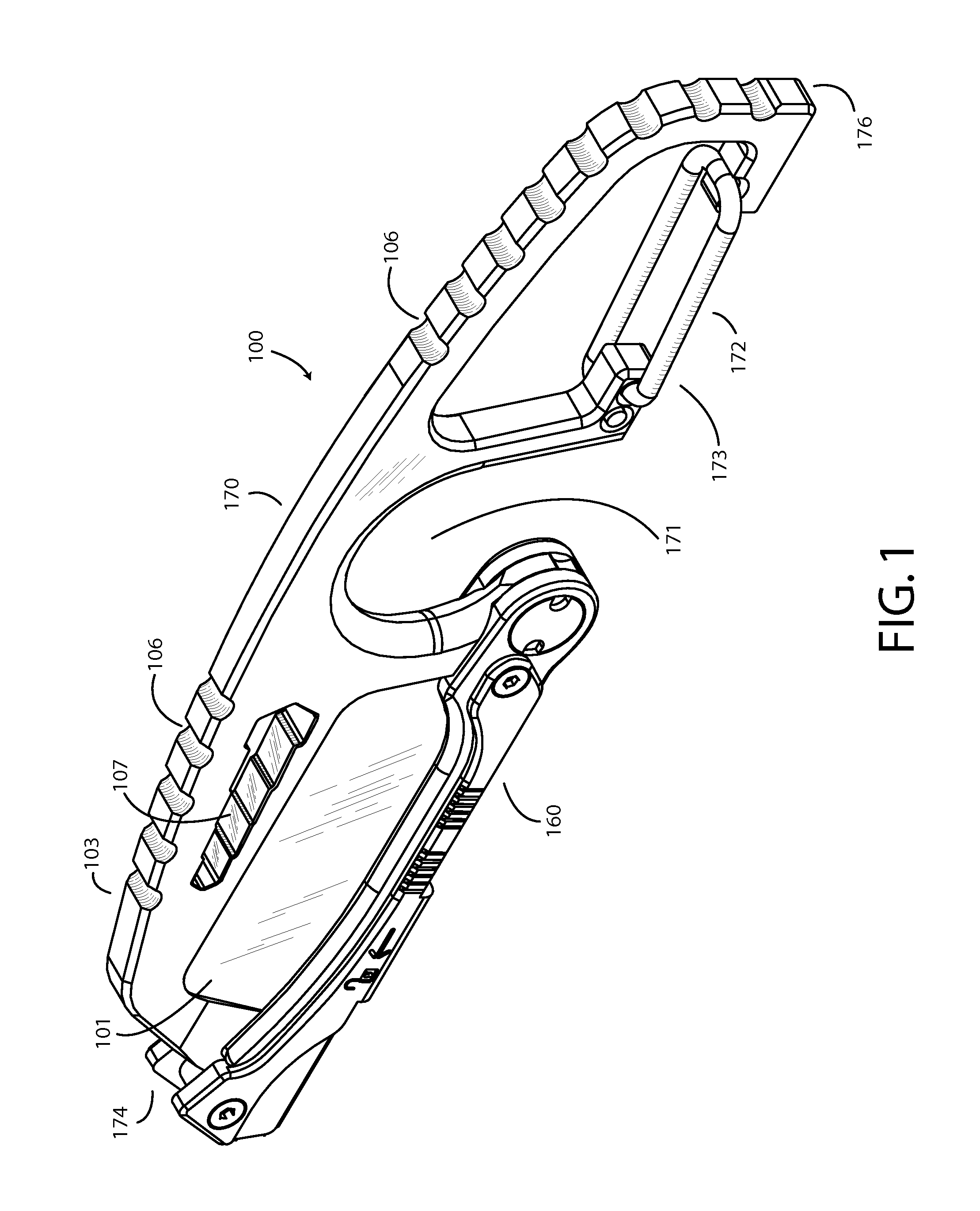 Survival knife with integrated moveable guard