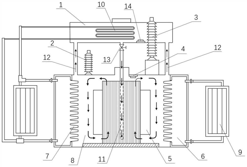 Heat dissipation device and method for oil-immersed electrical equipment without moving parts