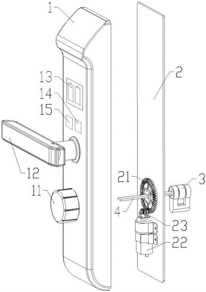 Motor direct-driven transmission device of door lock and intelligent door lock