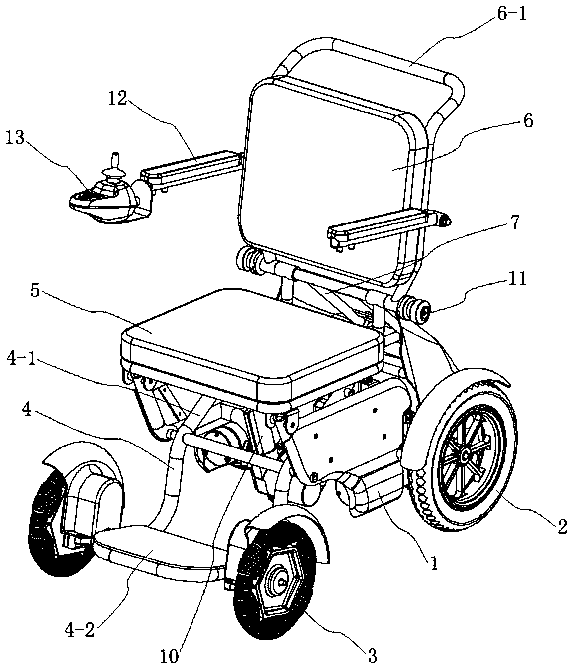 Auxiliary standing wheelchair with variable front and rear wheel wheelbase