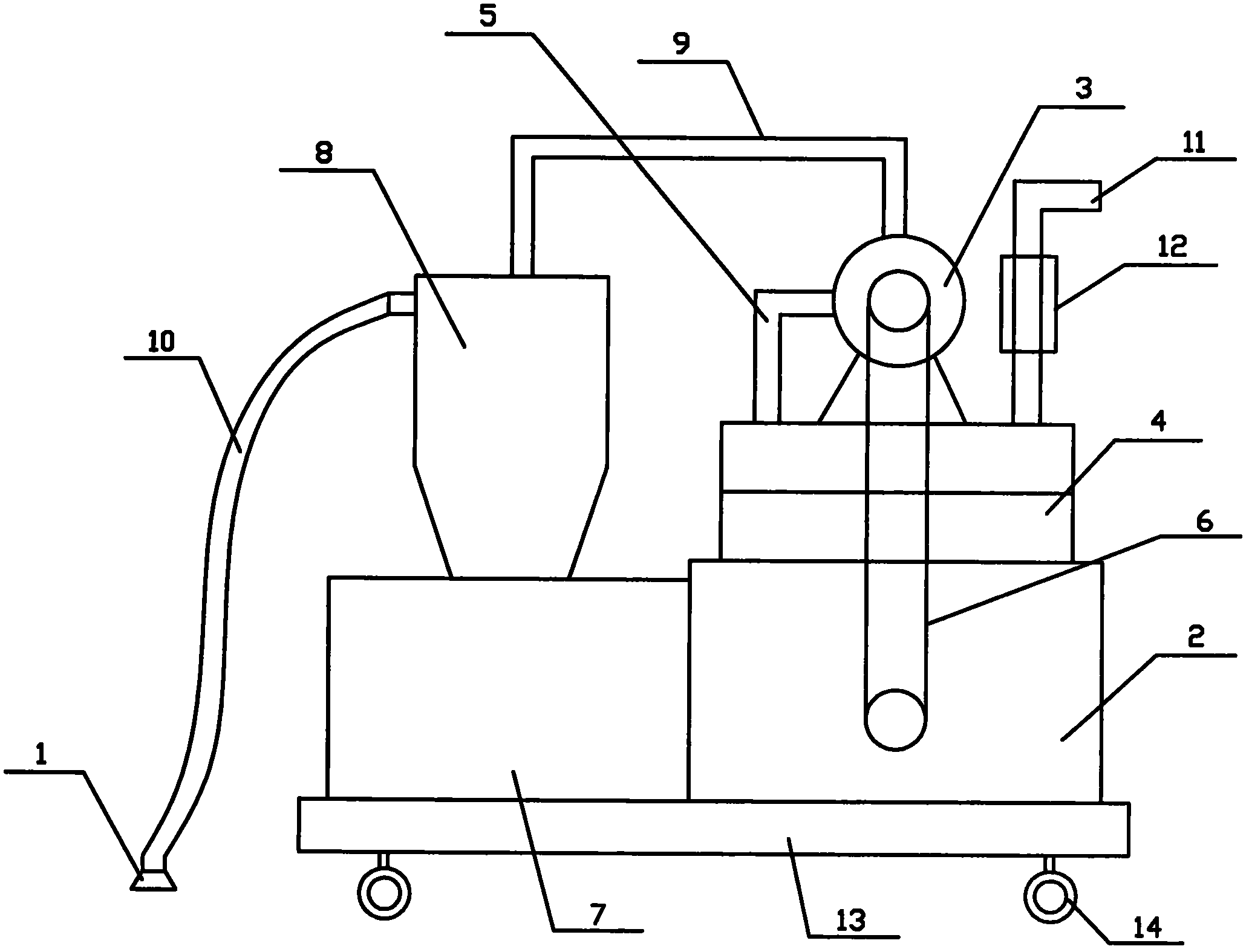 Movable type dust suction device
