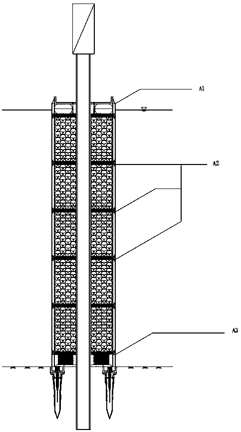 Honeycomb array spoiler type sound field damping net and noise prevention method during offshore piling