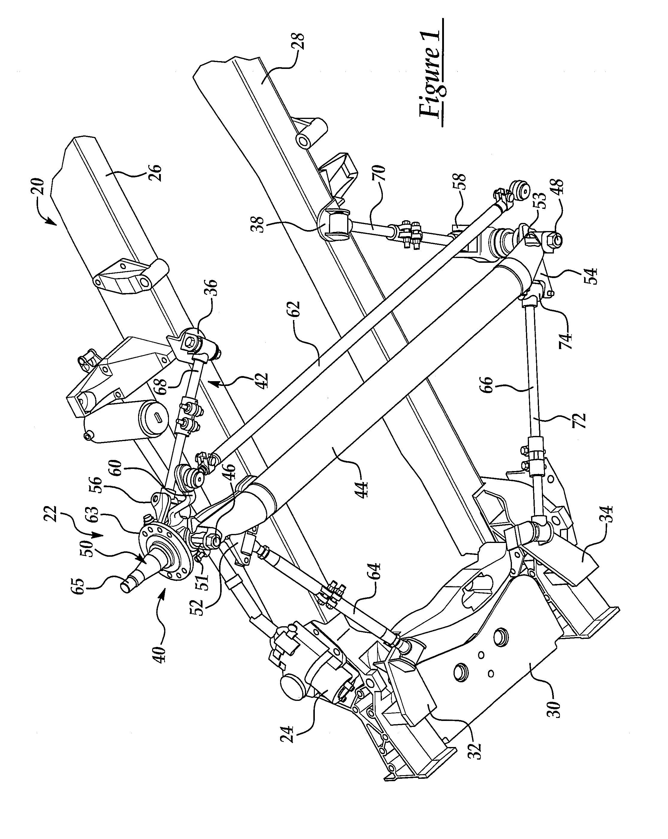 Beam axle suspension with diagonal link