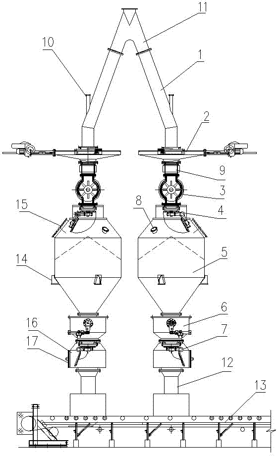 Material discharge device for vertical furnace