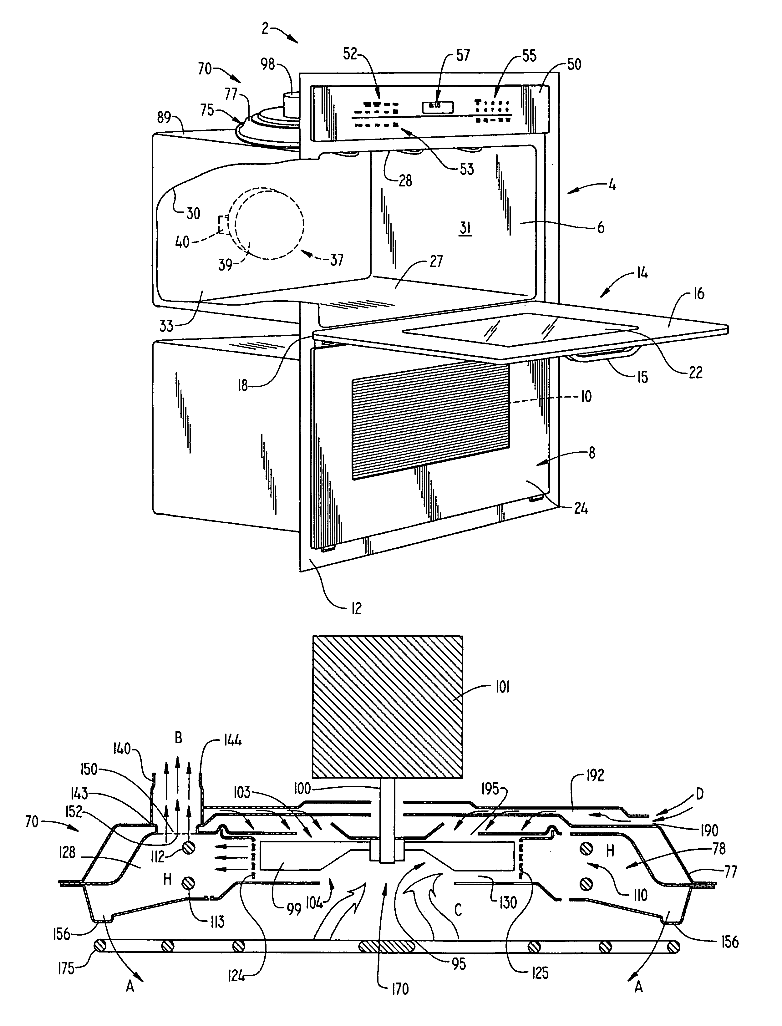 Pressure exhaust system for a convection cooking appliance