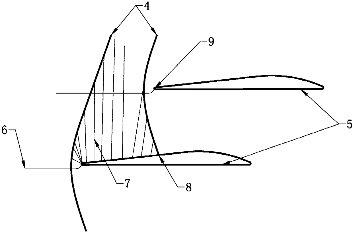 A sharpened leading edge structure and design method of a transonic fan blade top primitive blade profile