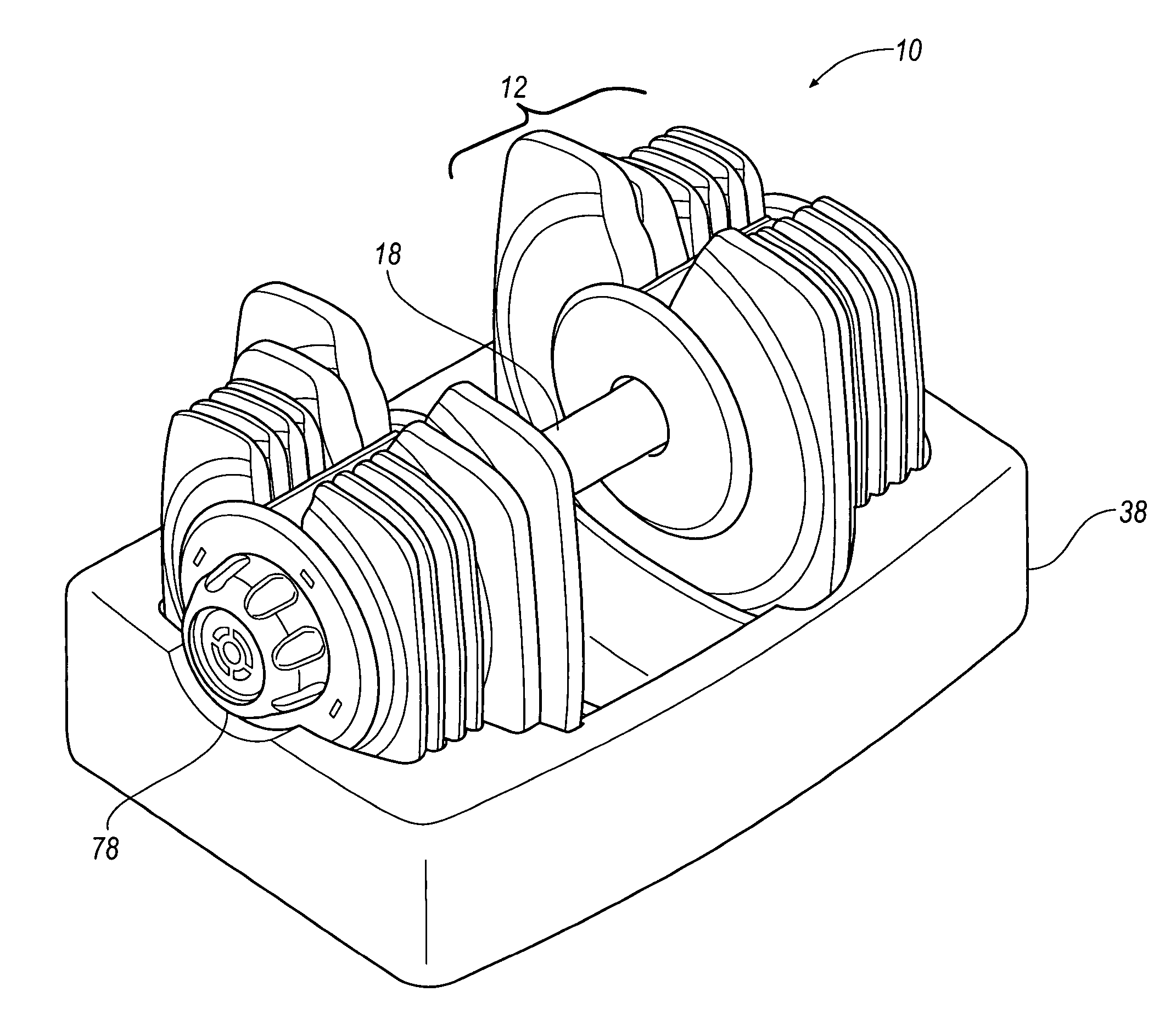 Weight-training apparatus having selectable weight plates
