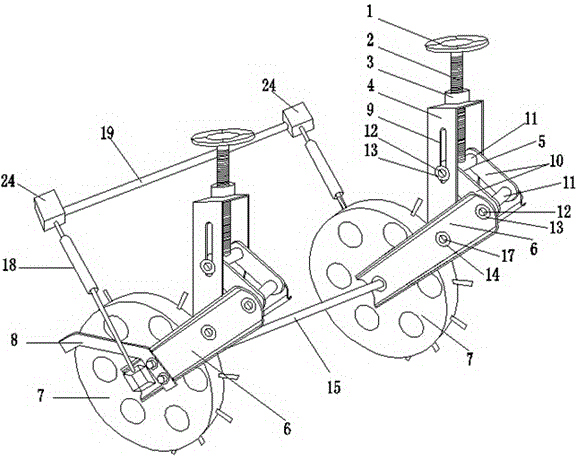 Sowing and fertilizing equipment straddle support ground wheel drive system