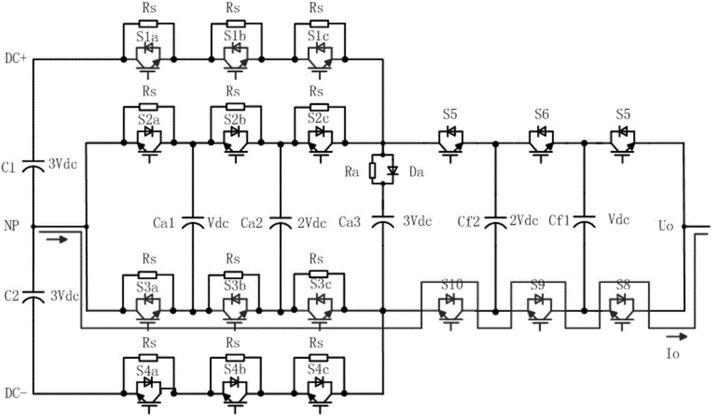 Topological structure of seven-level ANPC converter