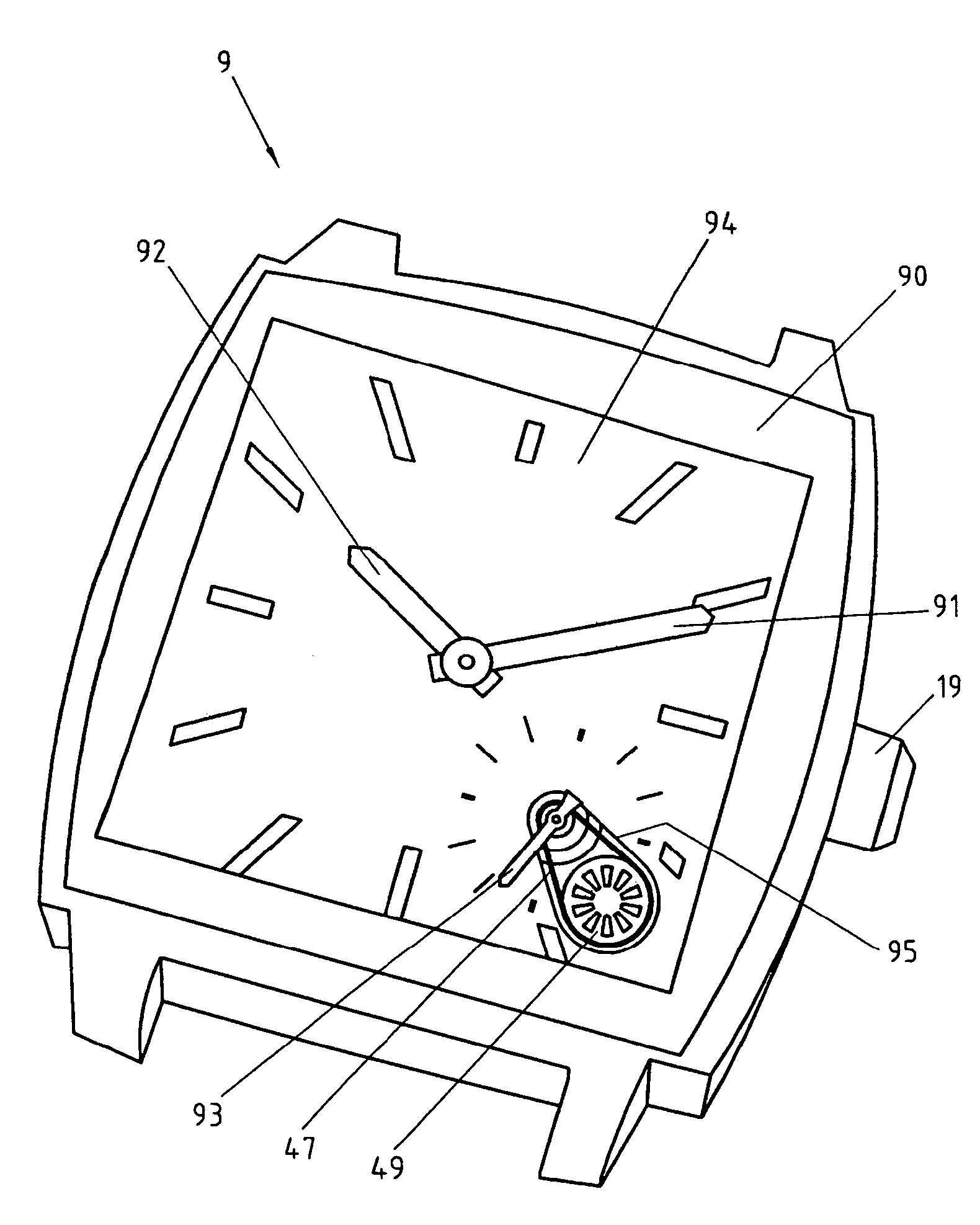 Clockwork movement for a wristwatch