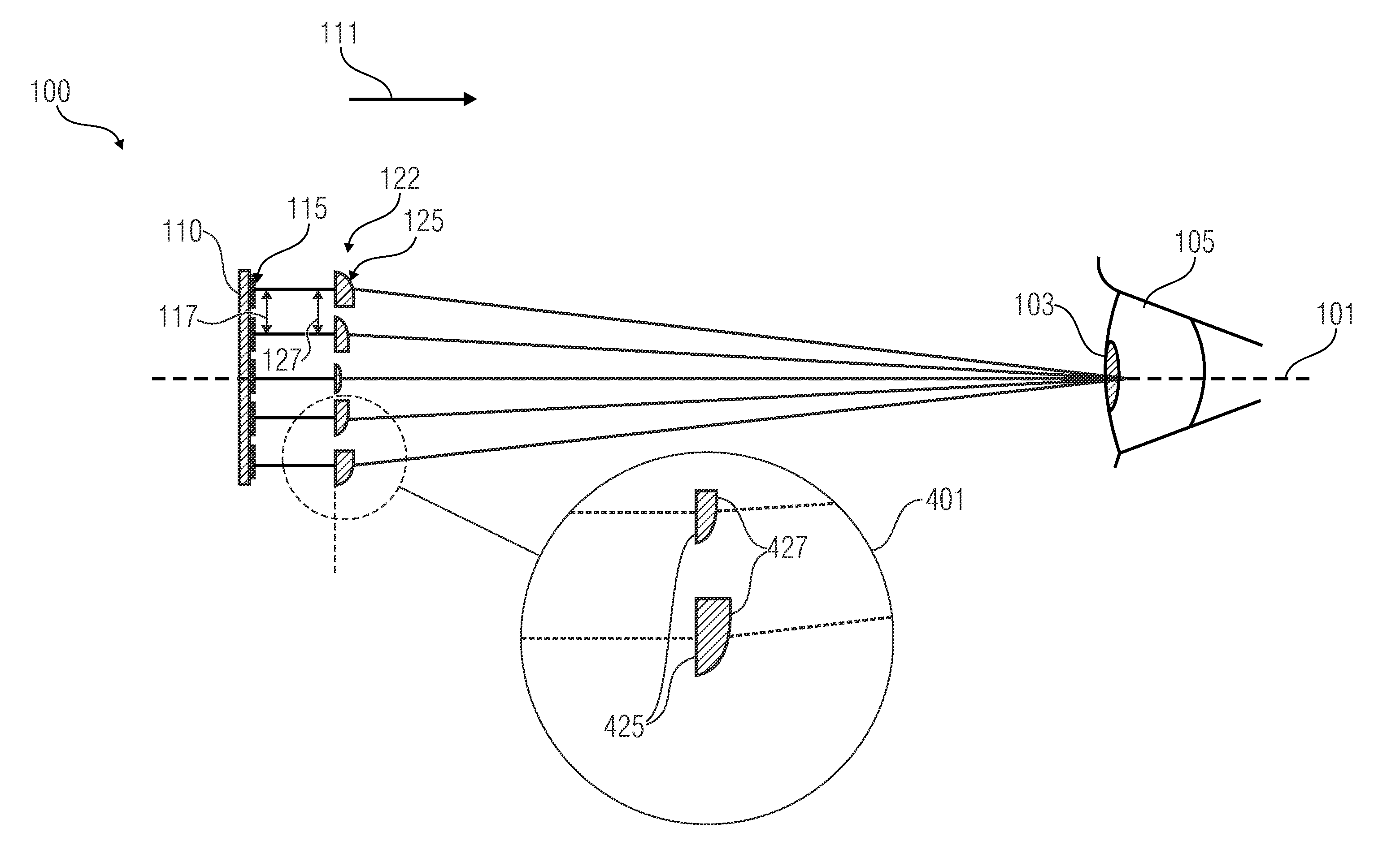 Projection display and method for projecting an overall image