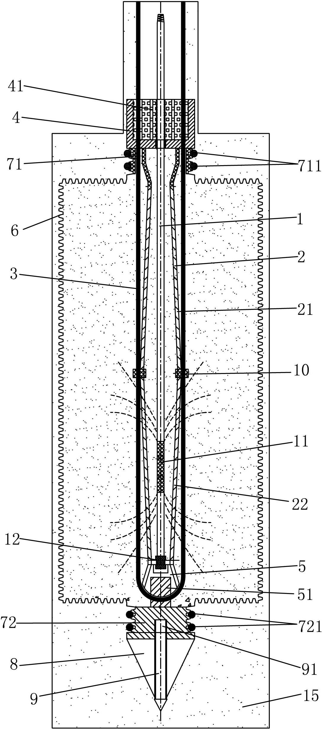 Embedded recoverable expansion anchor cable and construction method thereof