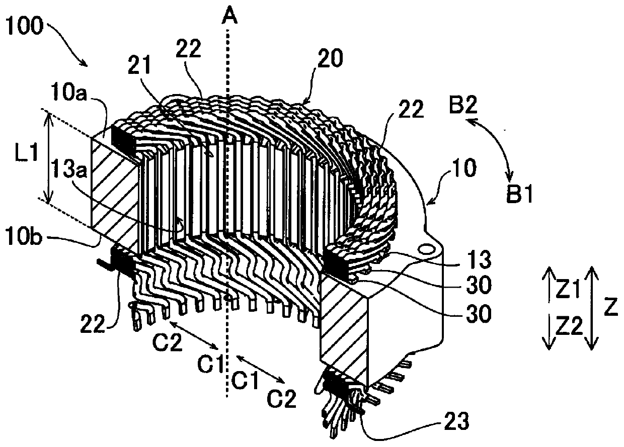 Stator assembly method and stator assembly device