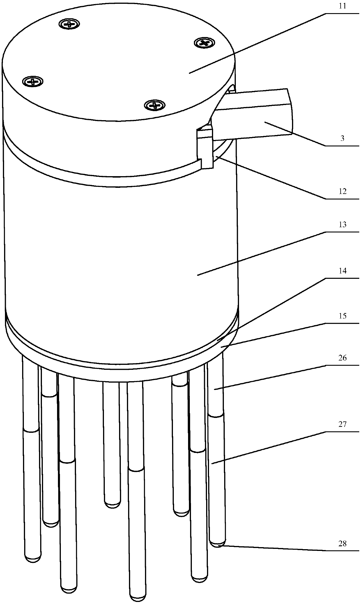 Gathering type quick-grasping sliding rod robot hand device with self-adaption