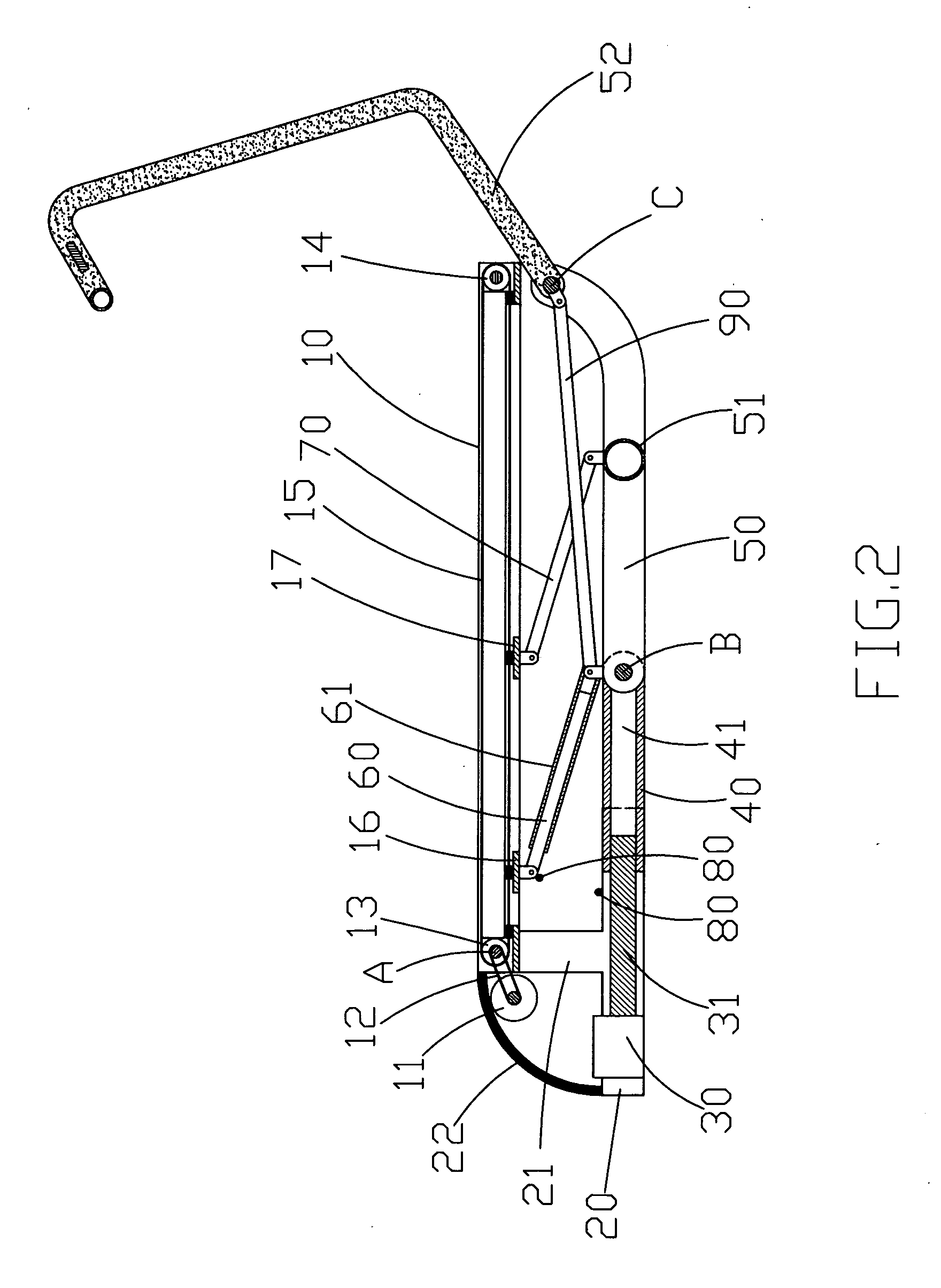 Folding-up mechanism for an electric treadmill