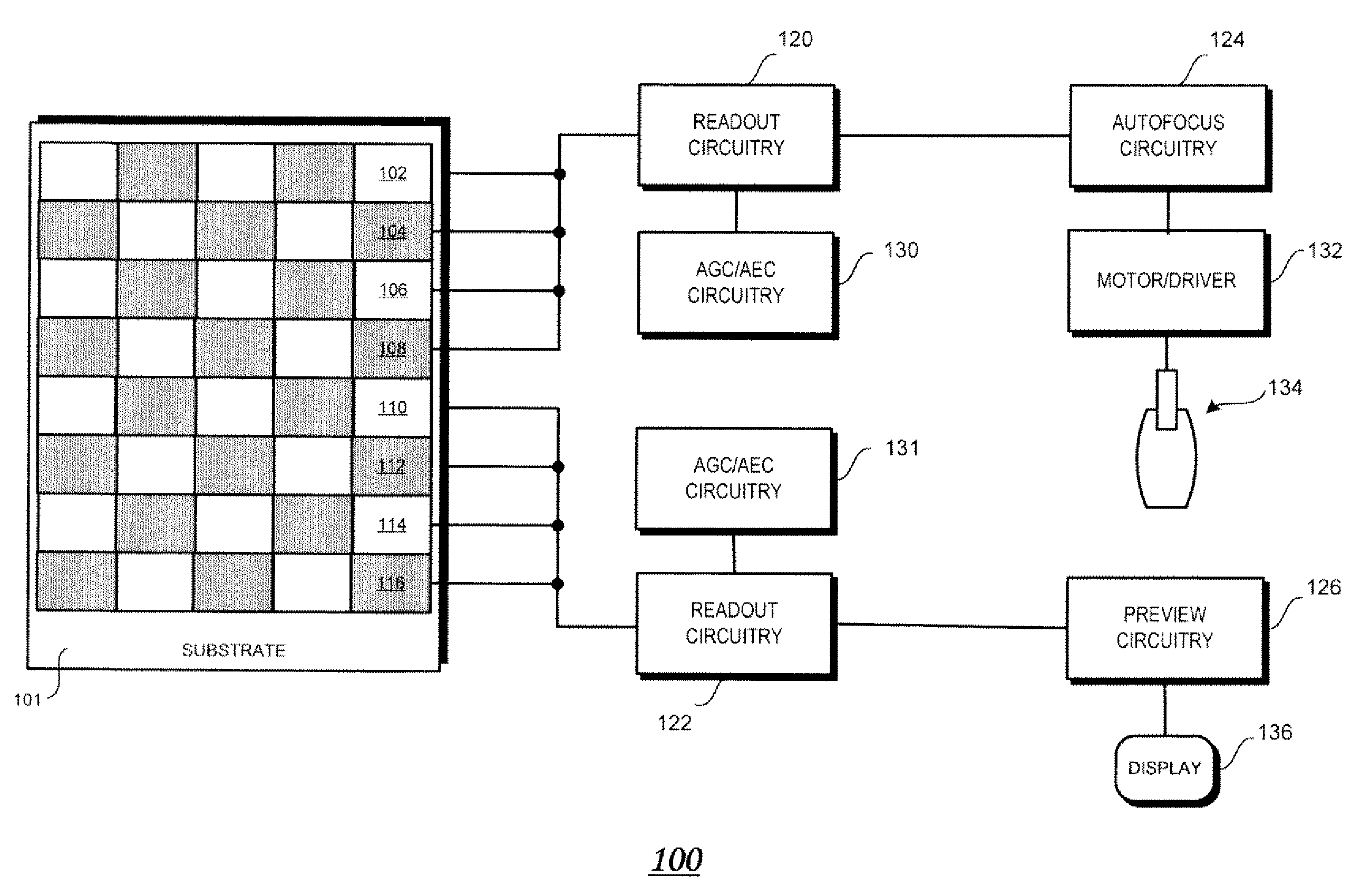 Image sensor with simultaneous auto-focus and image preview