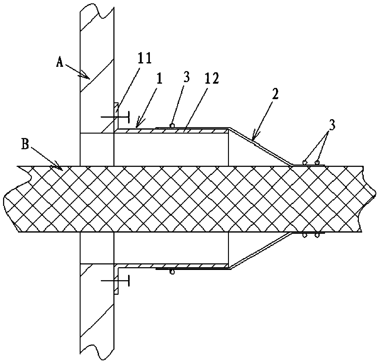 Cable pipeline structure and sealing method used in spacecraft ventilation duct