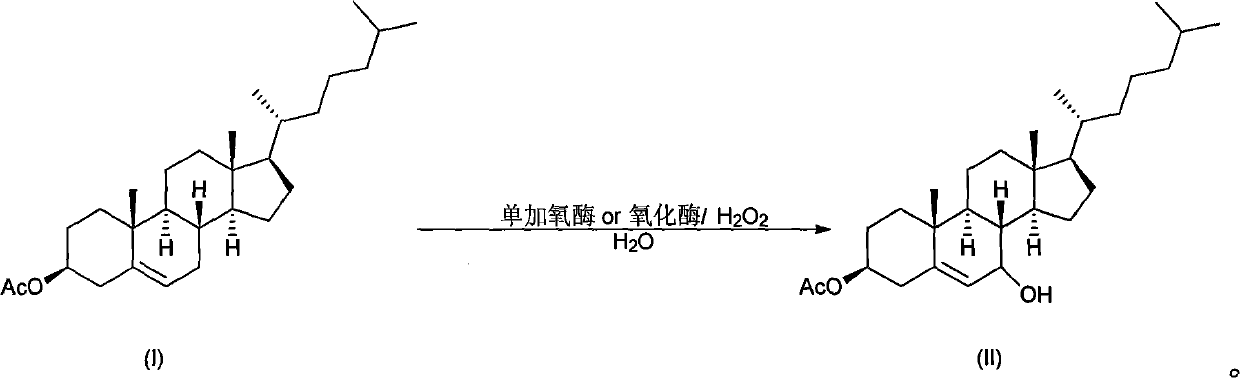 Method for preparing 7beta-hydroxyl-3beta cholesterol acetate from hydroxylase 3beta-cholesterol acetate