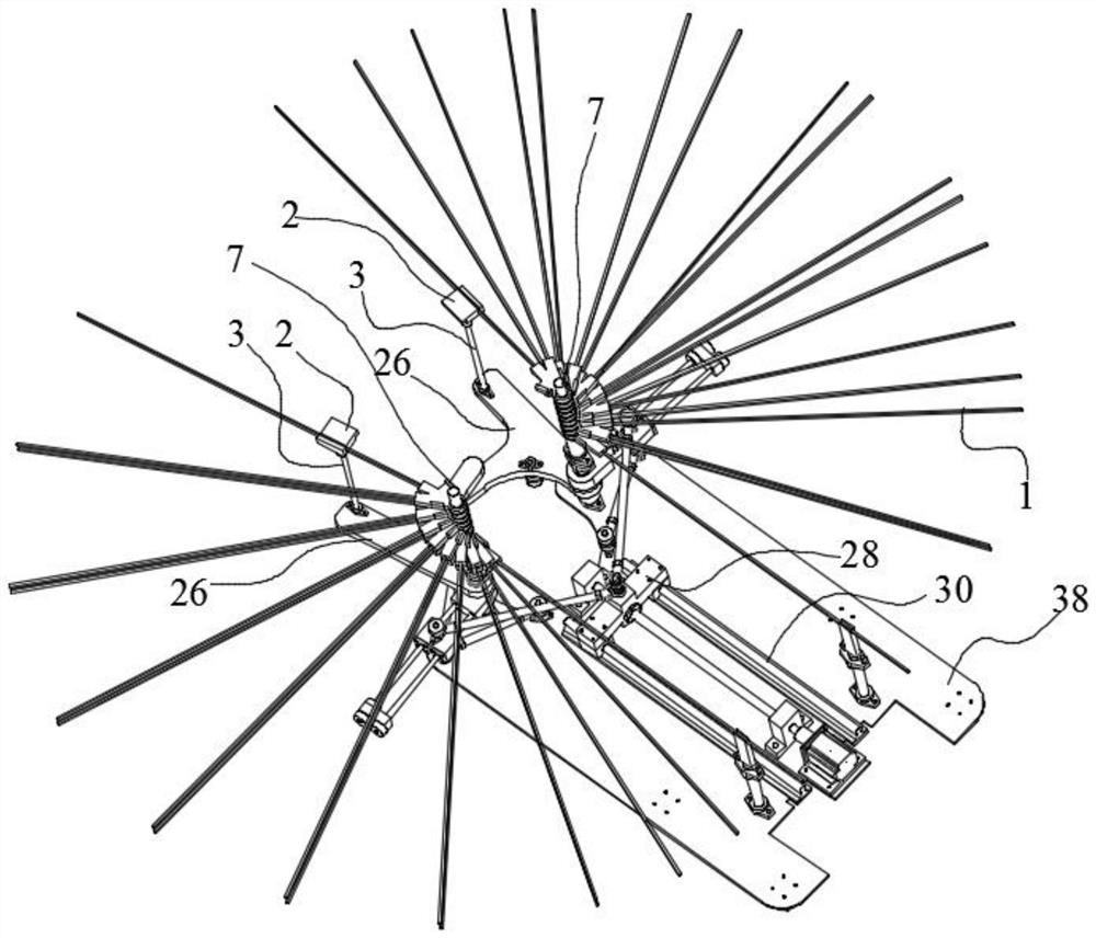 Harvesting trolley of an adaptive vibrating harvester