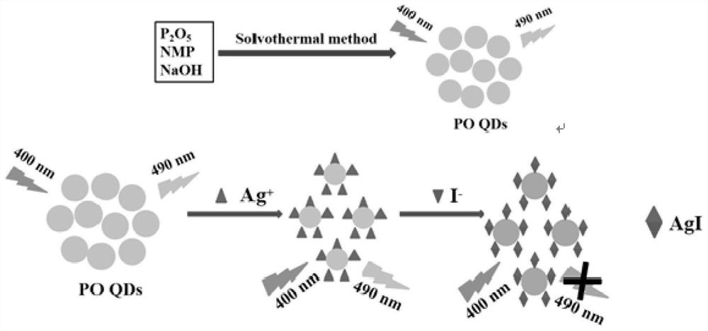 Preparation and detection method of fluorescent probe for iodide ion detection in water environment