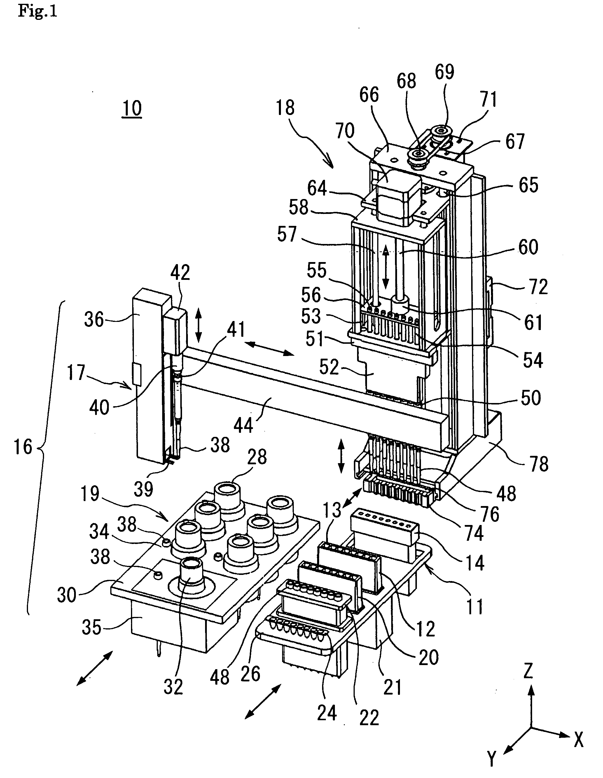 Magnetic particle parallel processing apparatus permitting repeated use of container and method of magnetic particle parallel processing permitting repeated use of container