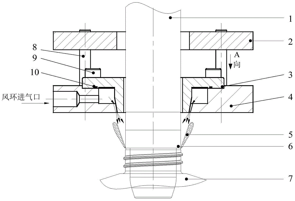 Air ring type preform mouth cooling device for bottle blowing machine