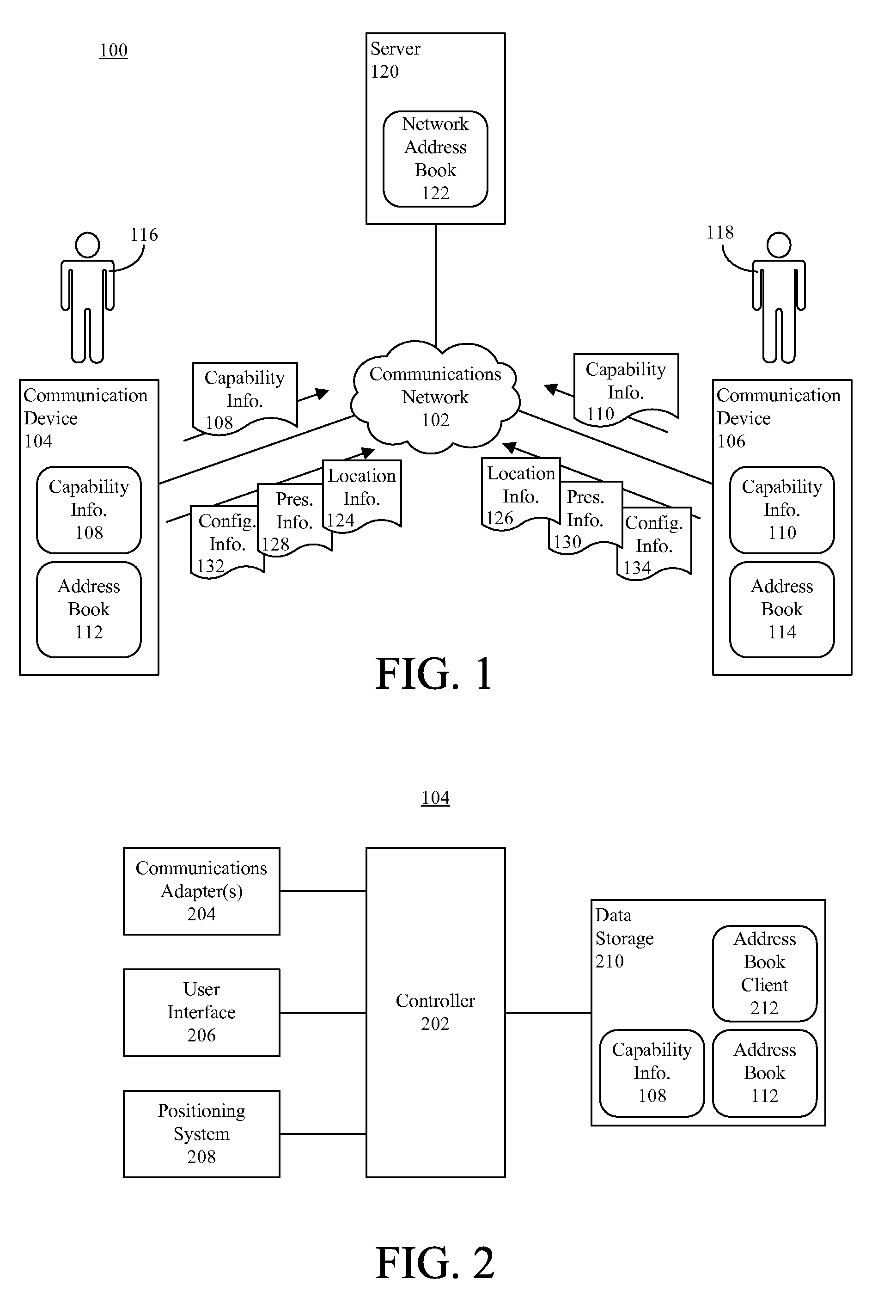 Storing device capability information in an address book