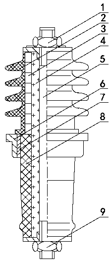 Solid-sealed insulating lightning protection bushing for distribution transformer