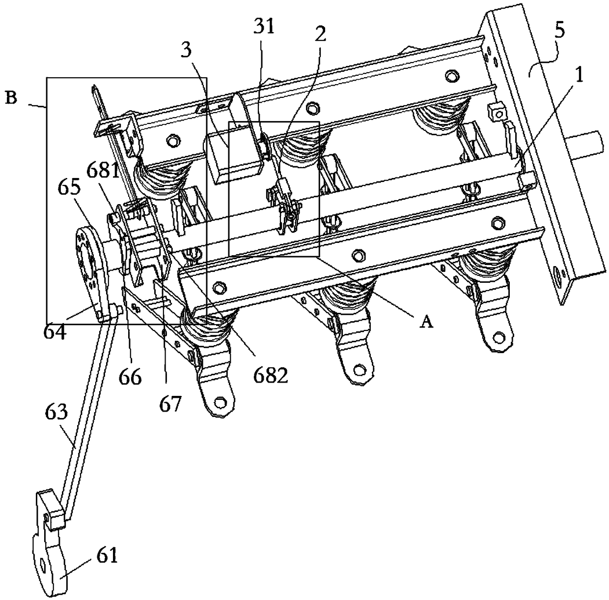 An auxiliary switch control structure and a switch cabinet having the same