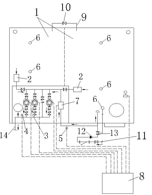 Box-type complete water supply device with integrated water storage and variable-frequency constant-voltage lamination water supply