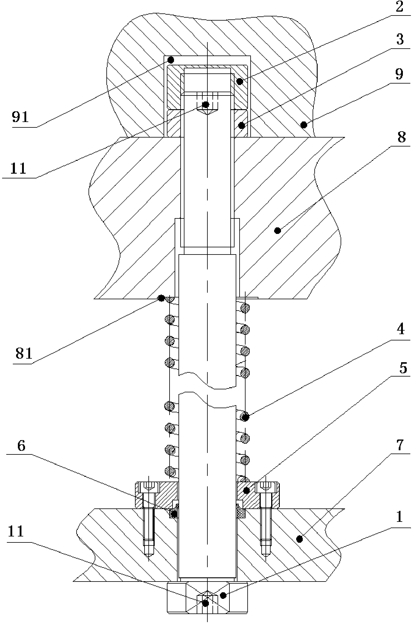 Lifting and returning device of lower ejecting core plate