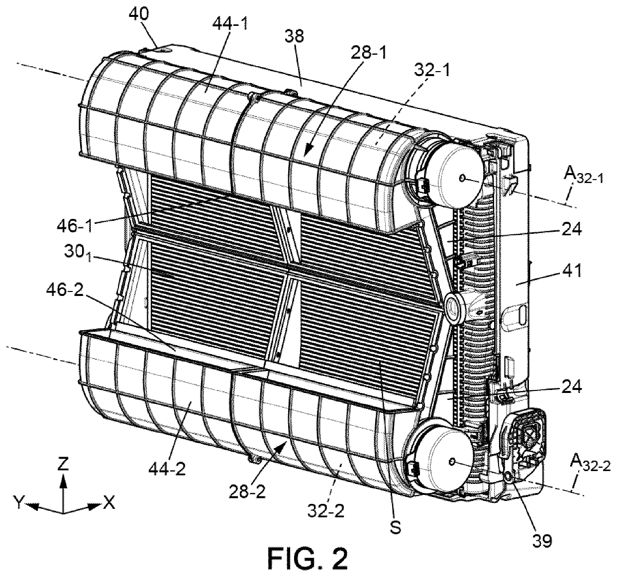 Cooling module for an electric motor vehicle, comprising a tangential-flow turbomachine