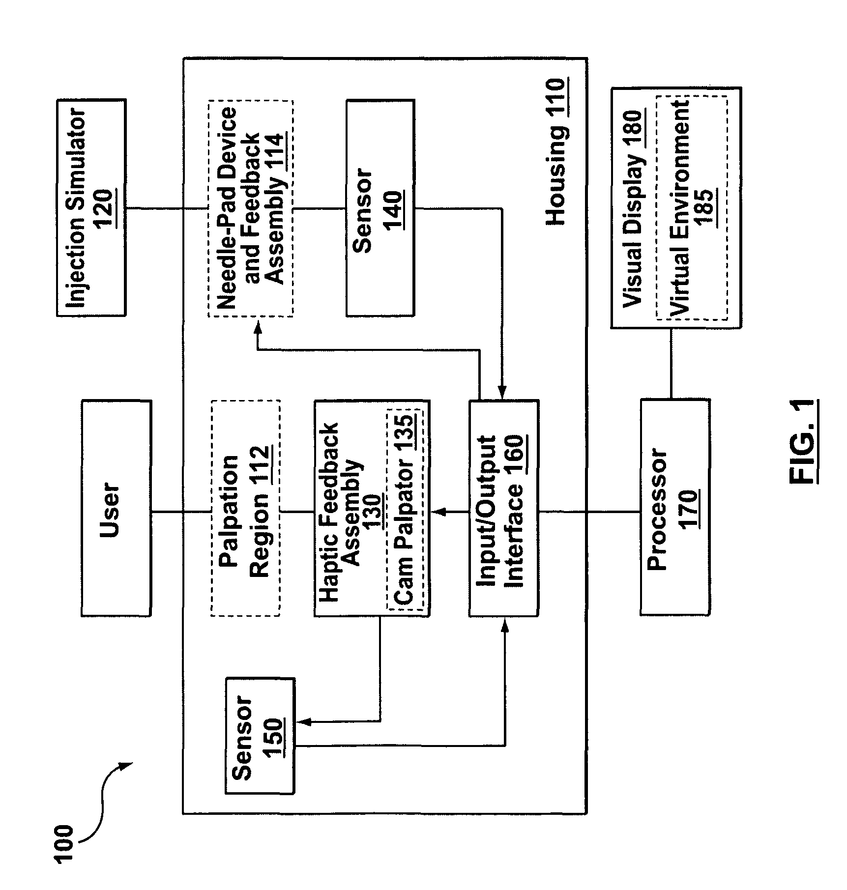 System for displaying and interacting with palpatable feature
