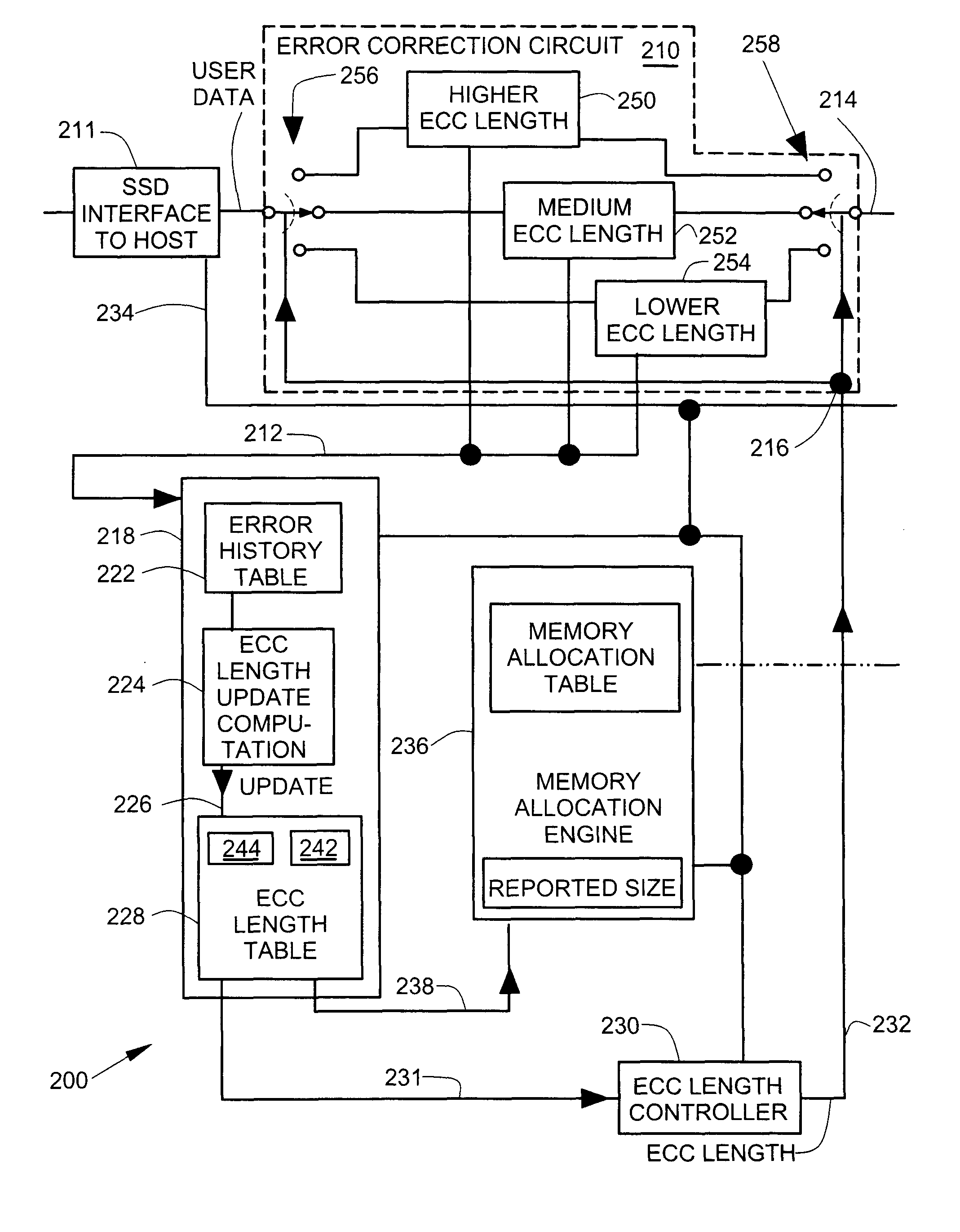 Adjustable error correction code length in an electrical storage device