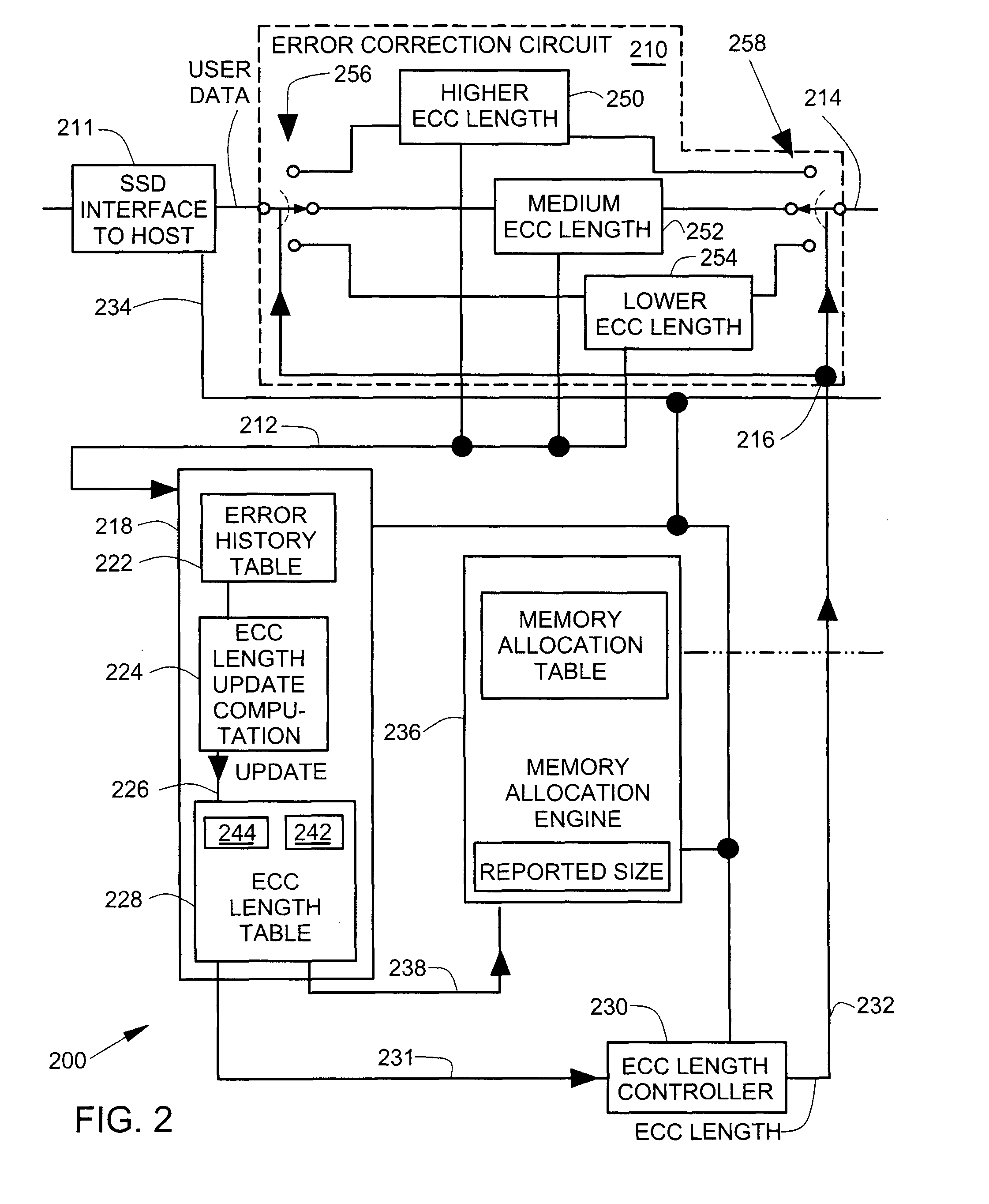 Adjustable error correction code length in an electrical storage device