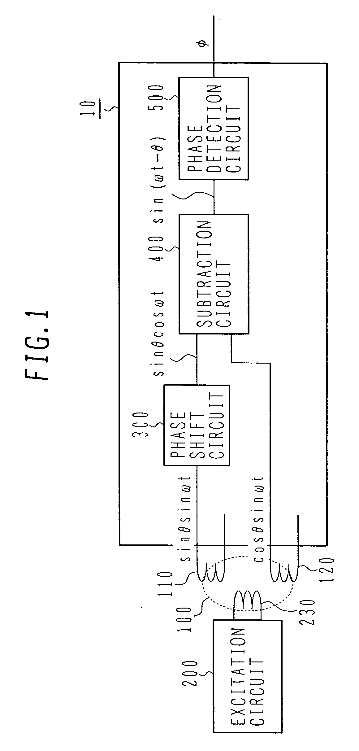 Phase detection circuit, resolver/digital converter using the circuit, and control system using the converter
