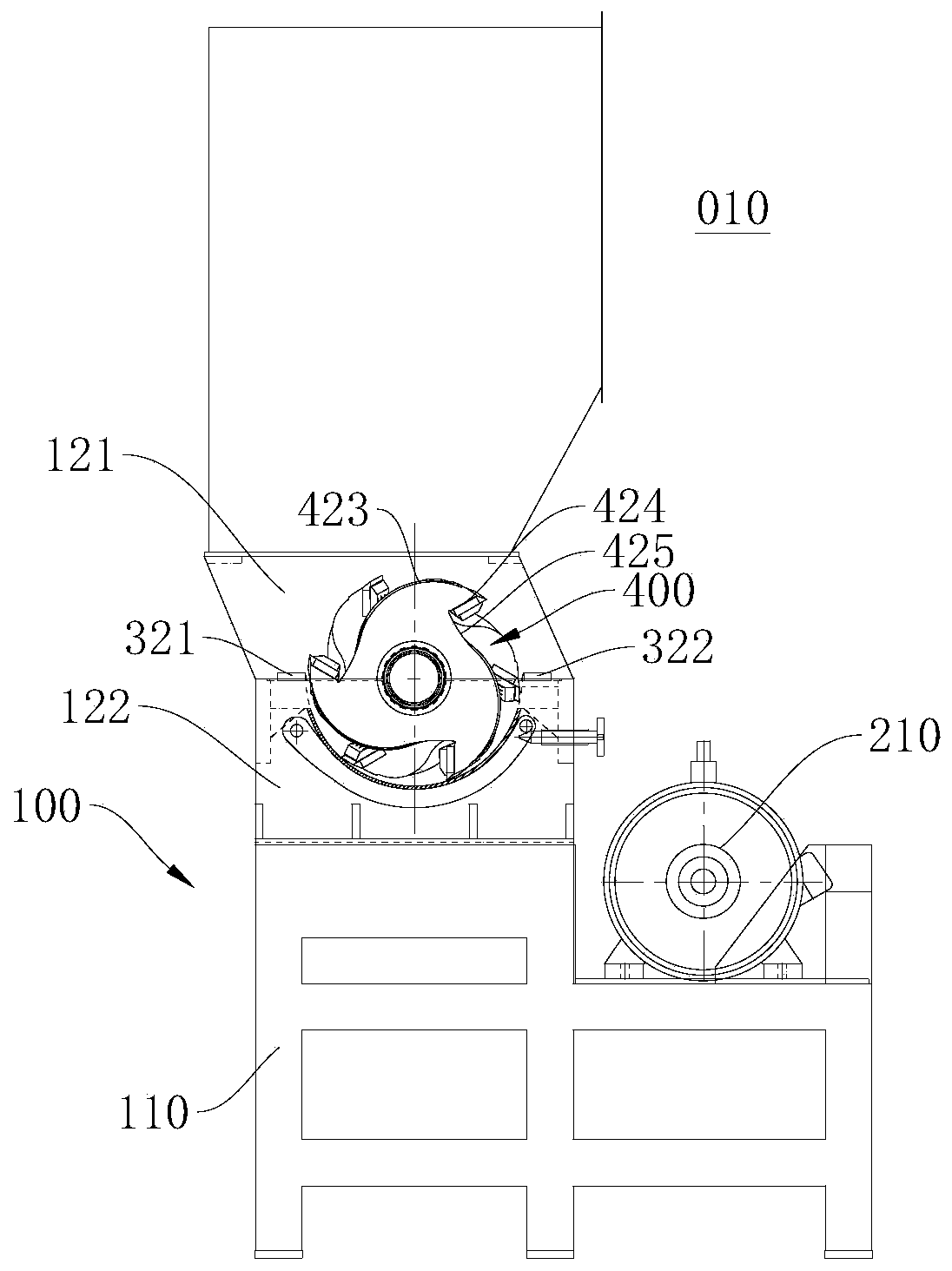 Moving cutter assembly and crushing device