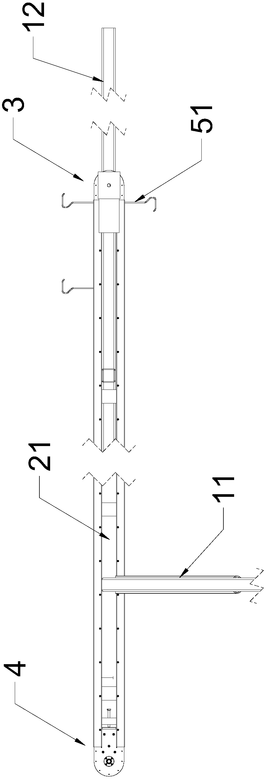 One-way type hanging conveying device