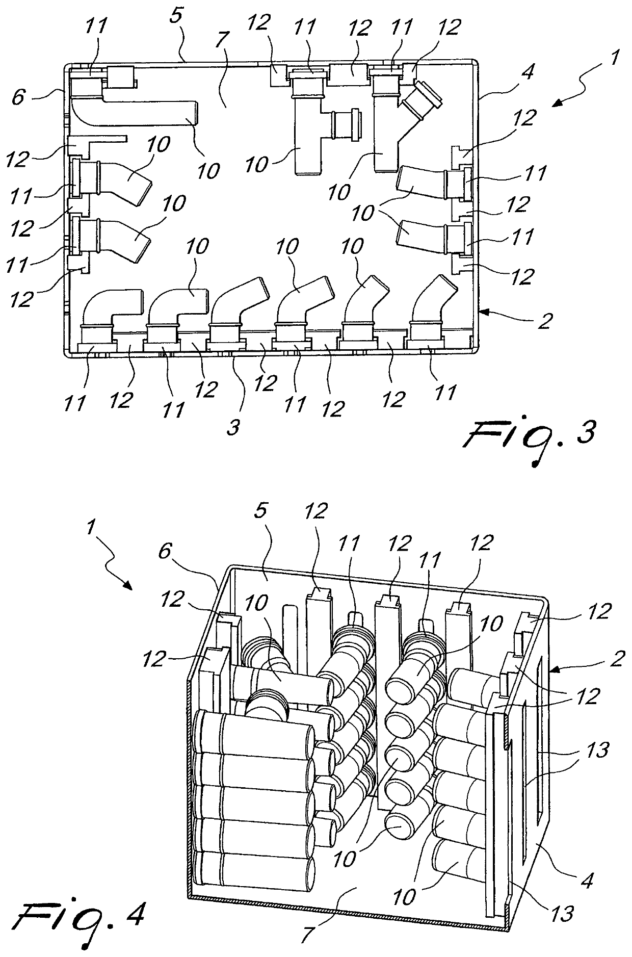 Structure for an organized container, particularly for hydraulic connectors and similar
