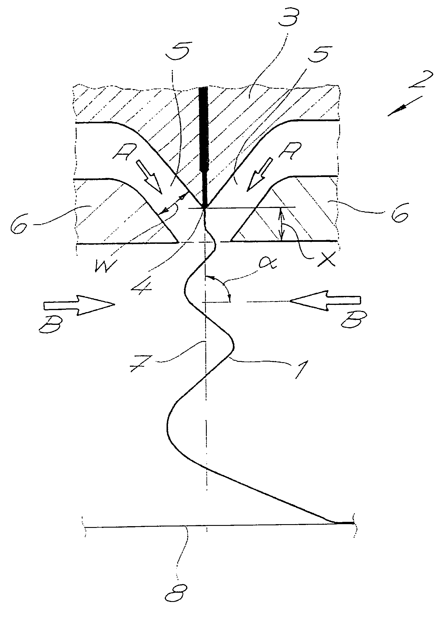 Device for producing filaments from thermoplastic synthetic