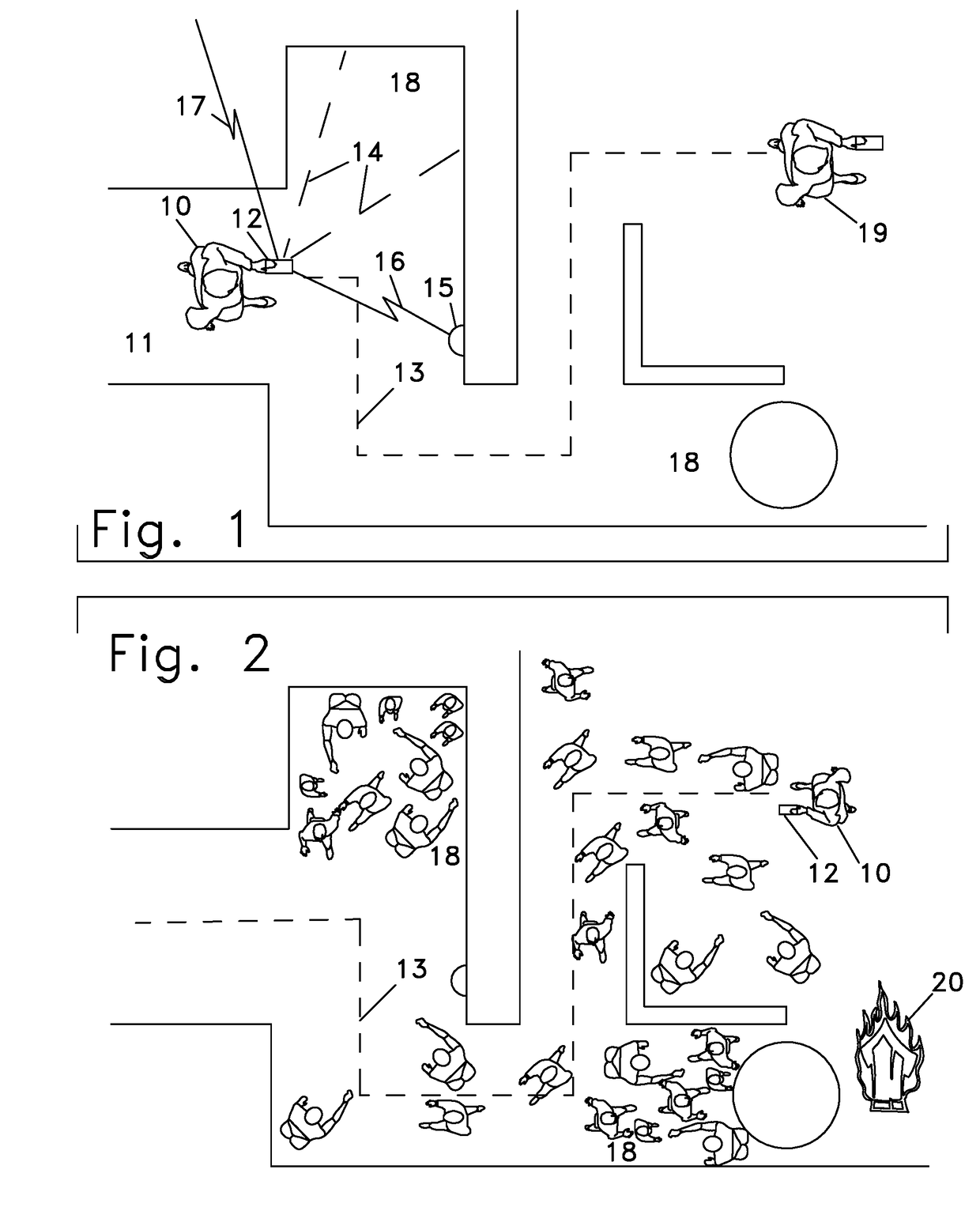 Devices and methods to facilitate escape from a venue with a sudden hazard