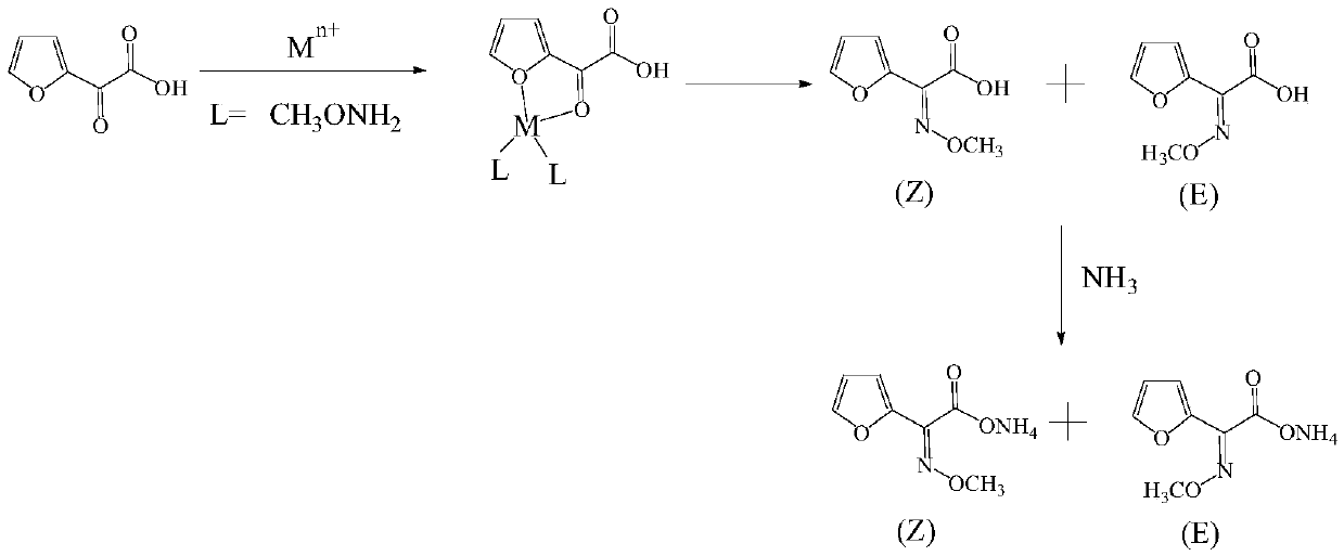 Method for synthesizing (Z)-2-(alpha-methoxyimino)furanylacetic acid ammonium