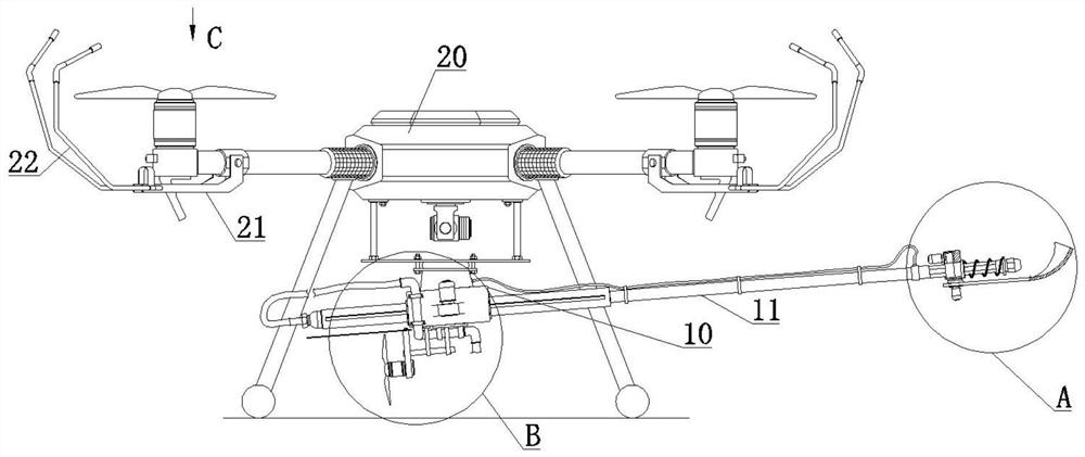 Stabilizing device based on spraying pipe spraying unmanned aerial vehicle
