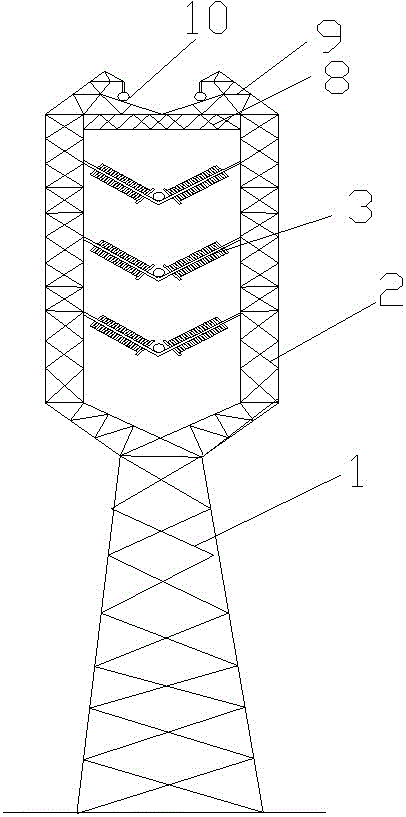 3V bunch iron tower and construction process thereof