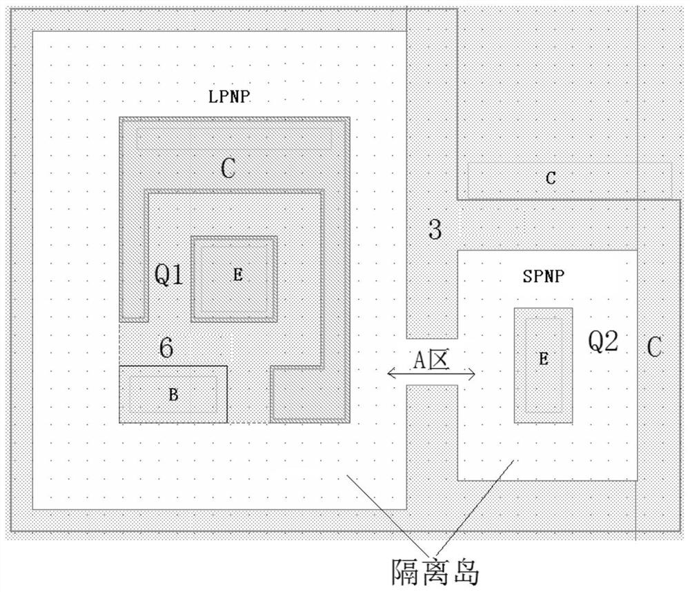 Anti-radiation common-island LPNP and SPNP layout structure