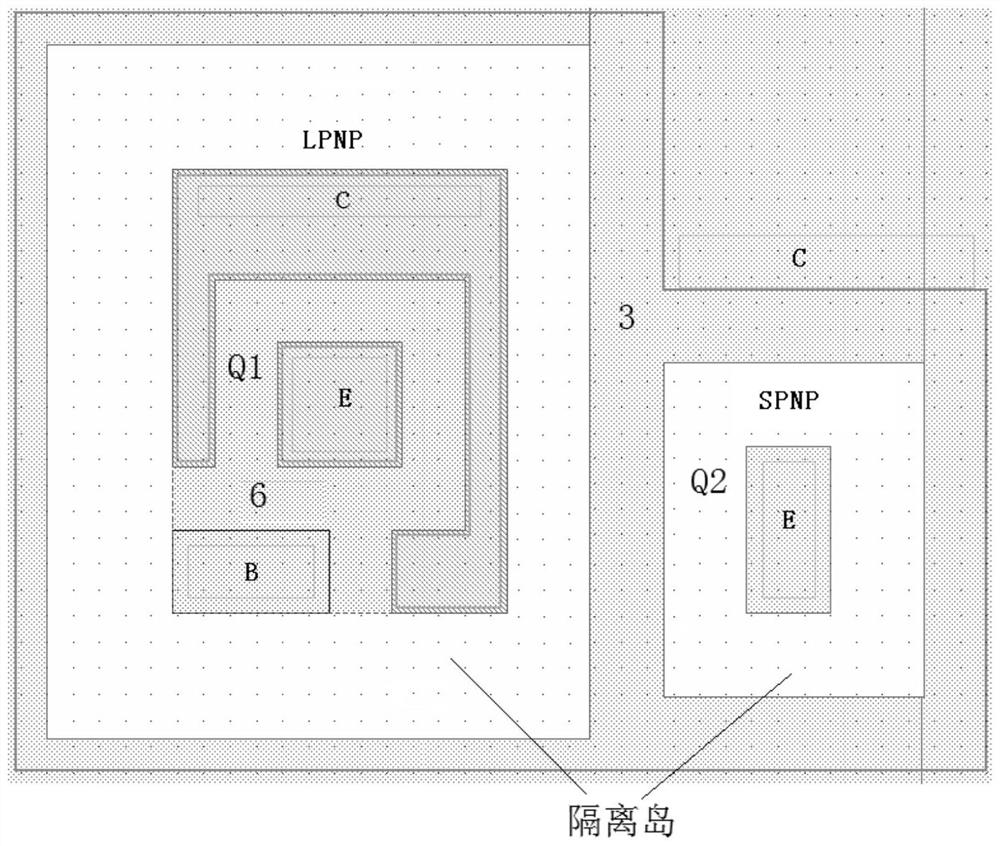 Anti-radiation common-island LPNP and SPNP layout structure