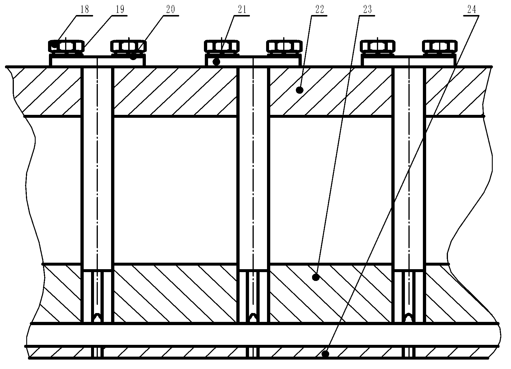 Die device for thin temperature control material