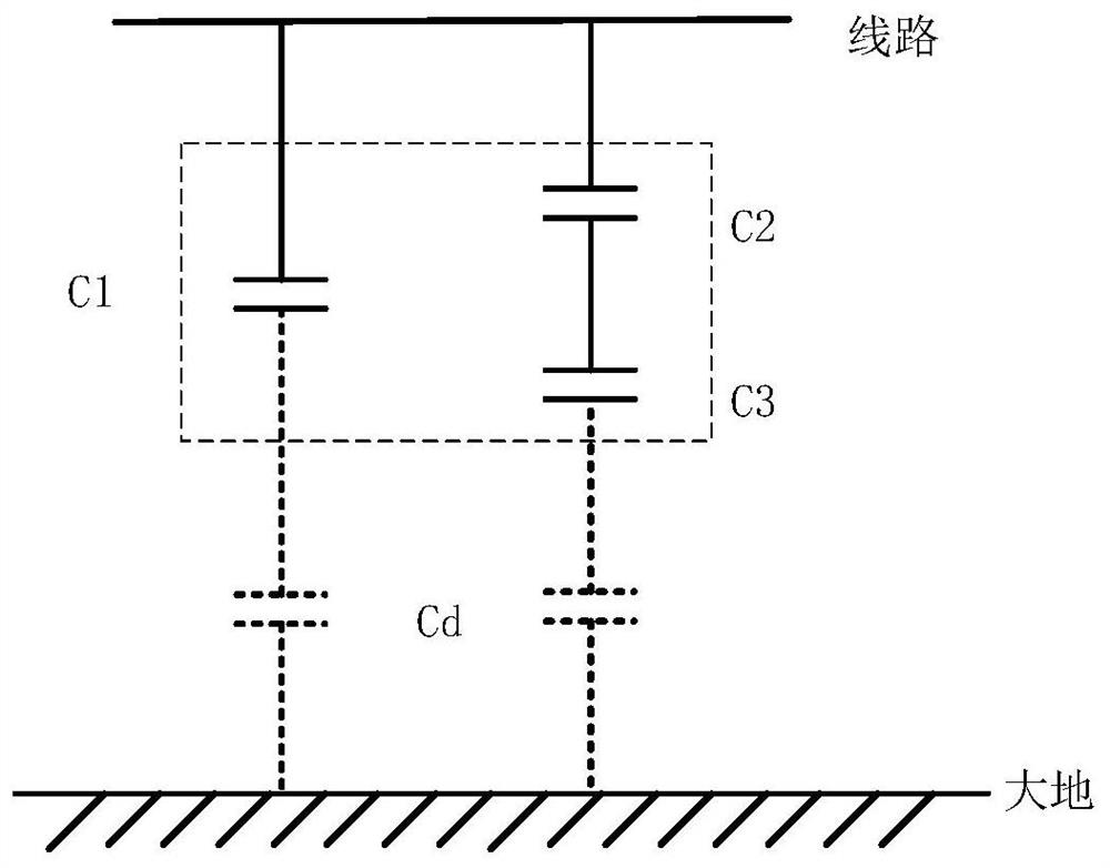 A voltage measurement method and device based on space capacitance voltage division