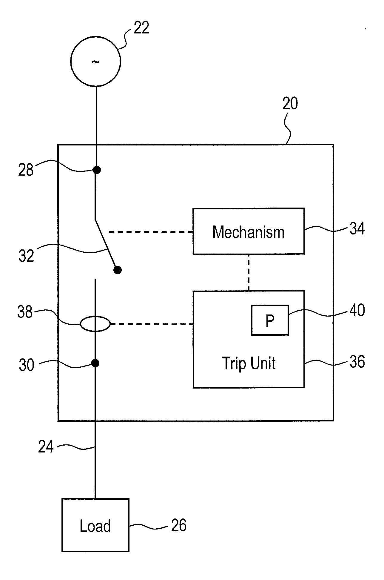 Circuit breaker with arc fault detection and method of operation