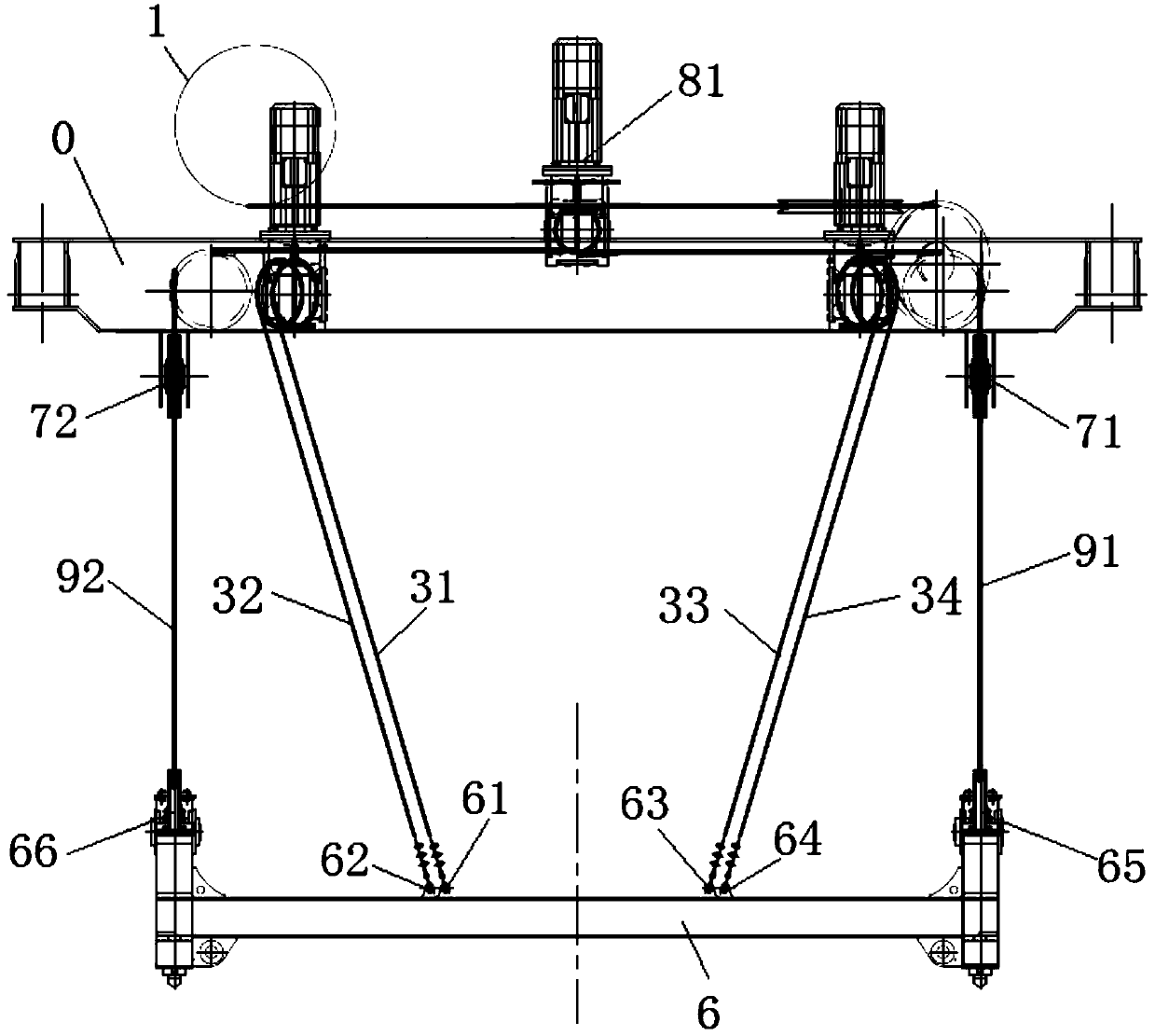 Steel wire rope hoisting system for crane